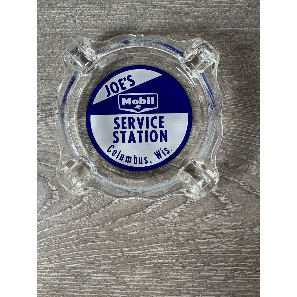 Vintage Mobil Gas Service Station Ashtray –‎ Joe’s Service Station Columbus WI